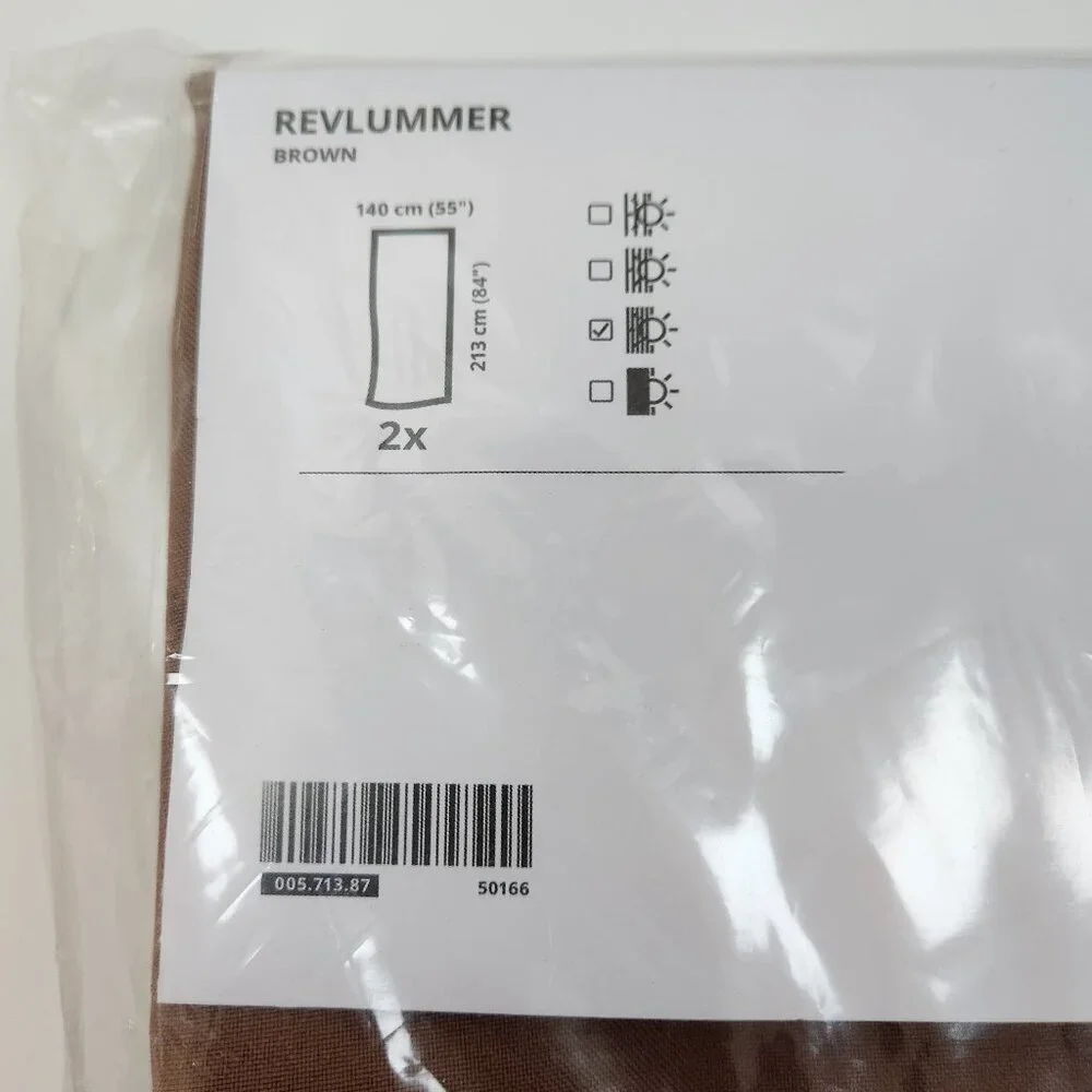 NEW Ikea Revlummer Brown Curtains 1 Pair (2 Panels) 55
